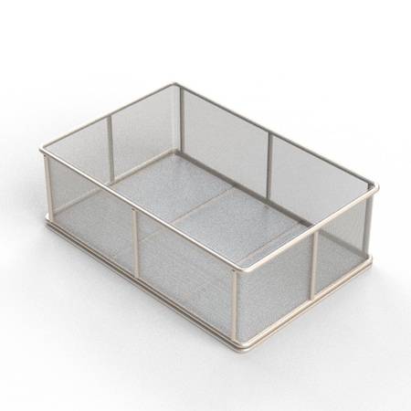Anysizebasket Rectangular Wire Mesh Basket: 18Lx12Wx6H, 304 SS, 5/16 Rod Frame, No Handles, Mesh: 30 x .012 TMT-180120060-N30S